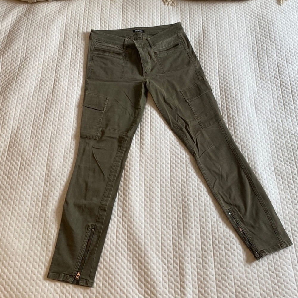 Tna Olive Green Cargo Pants with Zipper Detail